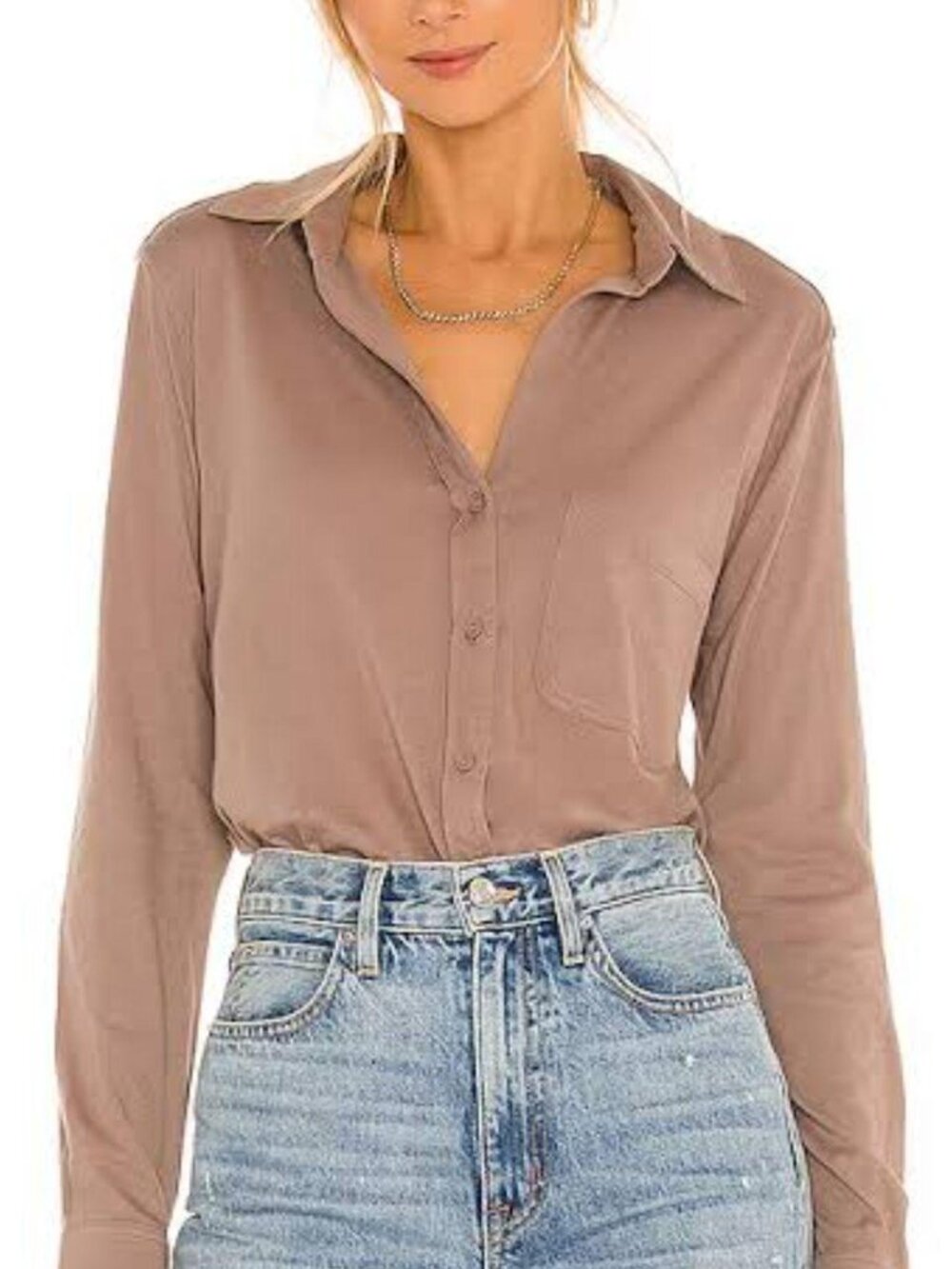 Bobi Los Angeles Java Brown Button Up Shirt NWT Size S